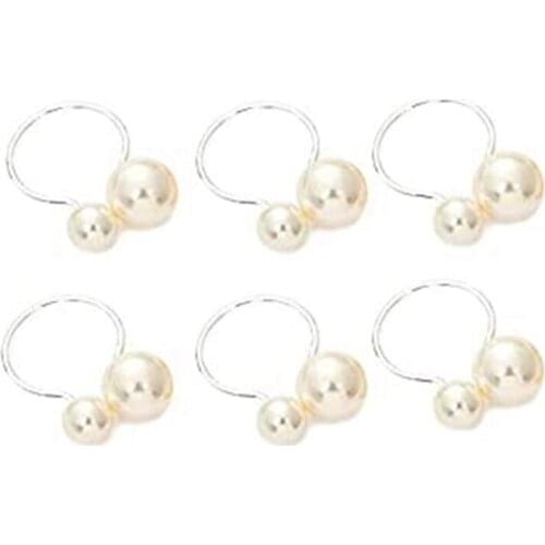 Highlight Pearl U-Shaped Napkin Ring Wedding Mouth Cloth Ring Creative Round Napkin Ring Gray Napkin Button