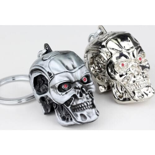 Vintage Charm Terminator Skull Head Keychain Men Women Fashion Pendant keyring Jewelry Car Key Accessories