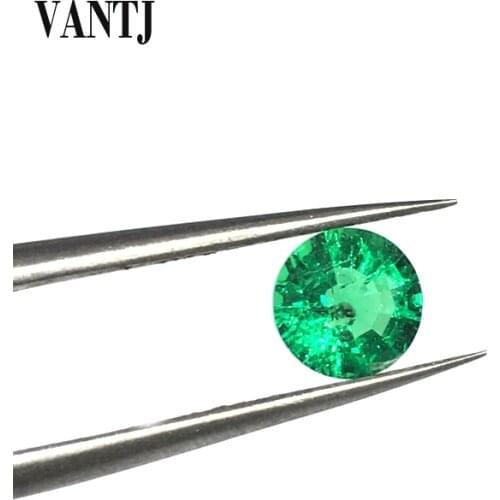 VANTJ Hydrothermal Created Emerald Lab Grown Loose Gemstone Round Cut Diy for Silver Gold Women Jewelry Random Delivery