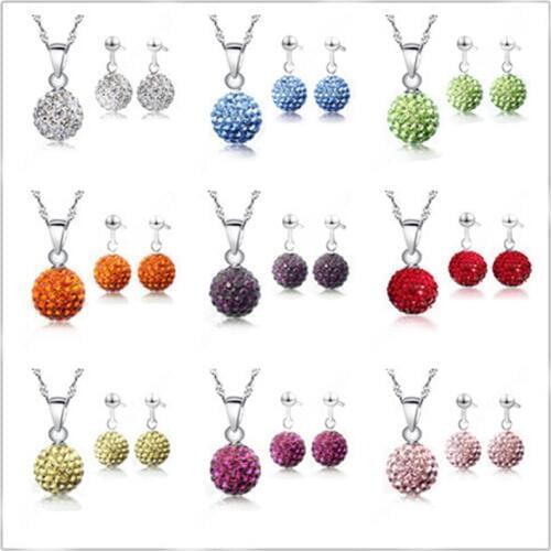 Jewelry Set Austrian Pave Disco Ball Stud 925 Sterling Silver Earring Pendant Necklace Crystal Woman Jewelry Sets New Gift