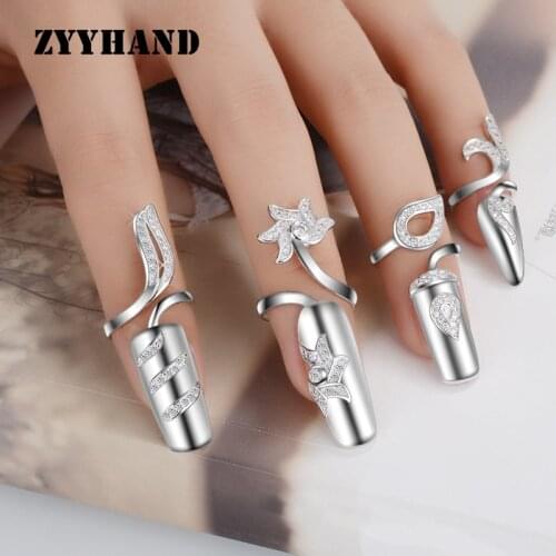 Golden Color Women Fingertip Adjustable Ring Girl AAAA Zircon Romantic Luxury Free Size Platinum-Plated Wedding Jewelry