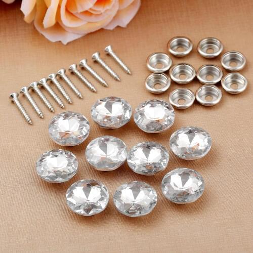 10Pcs 20mm Shiny Diamond Crystal Glass Upholstery Nails Button Tacks Studs Pins Sofa Wall Decoration Furniture Accessories