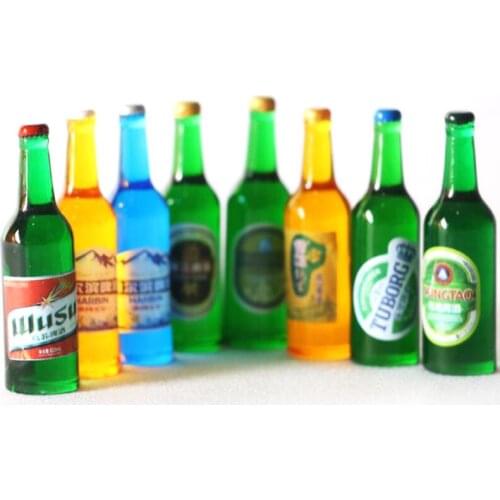 10 Pcs Mini Wine Bottles Beer Drink Bottles Dollhouse Accessories Miniatures Doll Food Kitchen Living Room Pretend Play Toys