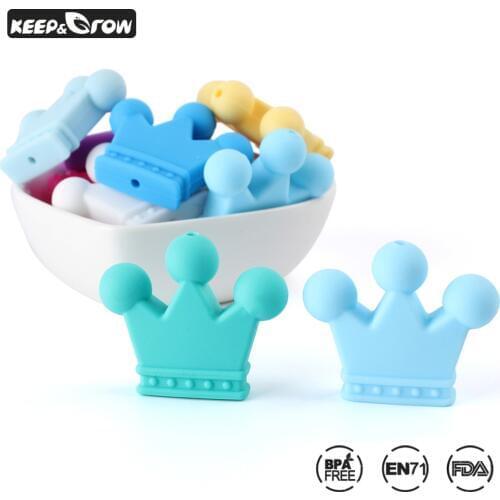 10Pcs Silicone Beads Crown Fashion Beads Baby Chewing Beads Baby Silicone Teether DIY Teething Toys Baby Teething Necklace