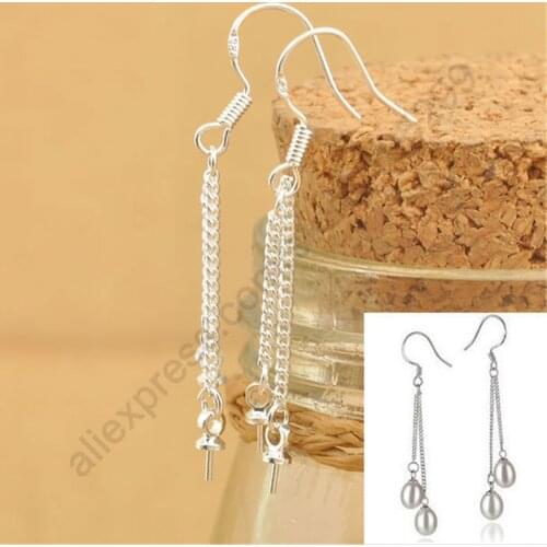 24Hours Handle 100PCS Lot 925 Silver Jewelry Findings Double ROLO Chain 925 Sterling Silver Earring Hooks Earwire