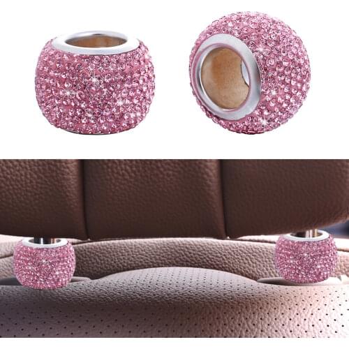 2pcs Diamond-studded Car Seat Headrest Decoration Ring Universal Headrest Rhinestone Collars Shiny Auto Interior Accessories