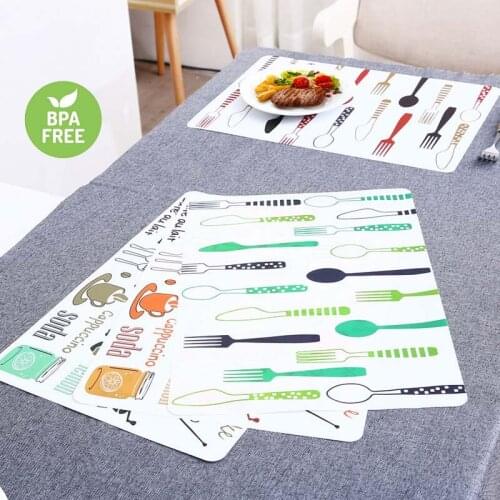 2PCS Placemats PVC Table Mat Kids Tableware Cartoon Dining Table Disc Pads Coasters Napperon Plate Bar Tapete de lugar 40*28cm