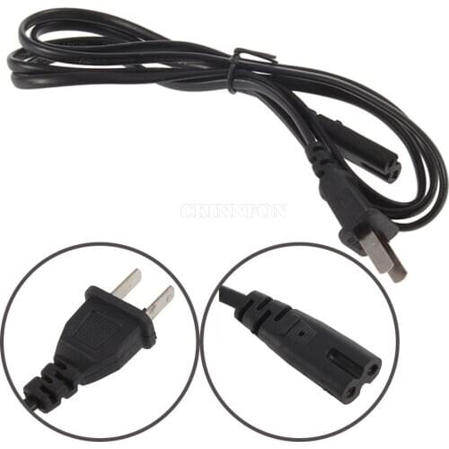 200Pcs/Lot 5FT US Plug 2-Prong Port Ac Power Adapter Cord Cable For VCR PS2 PS3