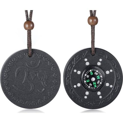 2021 Fashion And Europe and America Black Round Volcanic Stone Creative And Personalized Pendant Necklace Suitable For Men