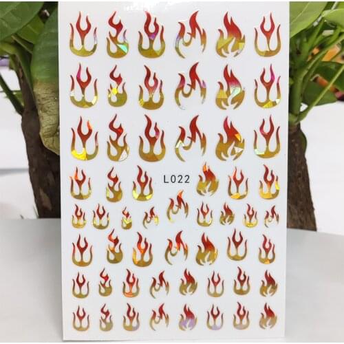 3D Nail Sticker Waterproof Shining Decals Stickers for Nails Color Beautiful Flame Nail Art Decoration Aurora Silver Design