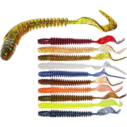 8Pcs/lot 105mm Soft Baits Shad Soft Lure for Fishing Lure Bait Worm Smell Perch Long Tail Shrimp Silicone Artificial Wobblers