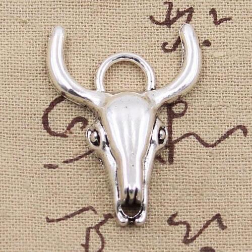 8pcs Charms Skull Bull Ox Head 39x29mm Antique Silver Color Plated Pendants Making DIY Handmade Tibetan Silver Color Jewelry