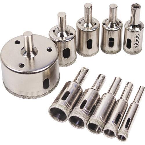 Milda 10PCS/set 8-50mm Diamond Coated Core Hole Saw Drill Bits Tool Cutter For Tiles Marble Glass Granite Drilling Best Price