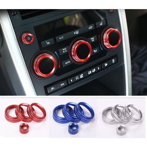 4 PCS Car Central control air conditioner volume adjustment knob decorative ring For Land Rover Discovery 2016-2019