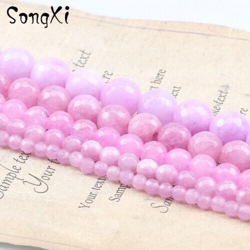 Natural Faceted Light Purple Chalcedony Stone Beads for Jewelry Making Pick Size 4/6/8/10/12mm 15 inches DIY Necklace Bracelet