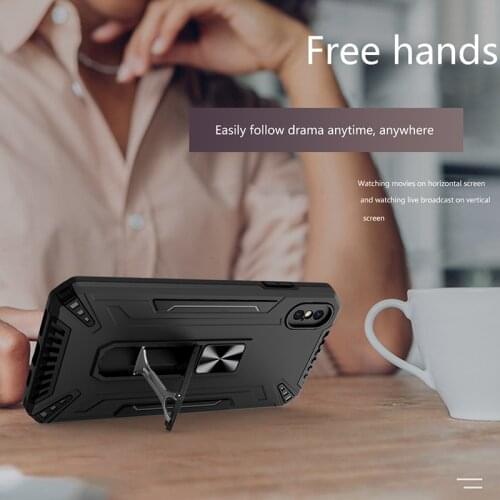 Case For iPhone X Xs Max XR TPU And PC Two In One Bracket Phone Protection Cover For iPhone 6 6S 7 8 Plus SE 2020 Protect Case