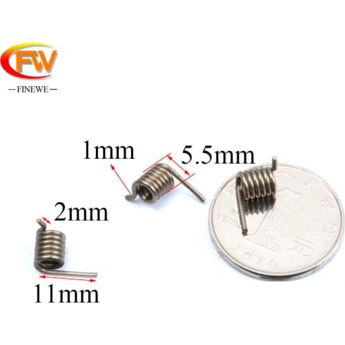 FINEWE 10pcs/lot 1.0mm spring steel wire torsion spring 5.5mm out diameter 11/2mm leg 6coils 90 degree spring wholesale