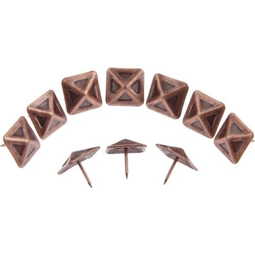 10pcs/lot Upholstery Nails Red Brass 19mm*19mm square Triangle Tack Stud Pushpin Decor Furniture Hardware Sofa Jewelry Box Door