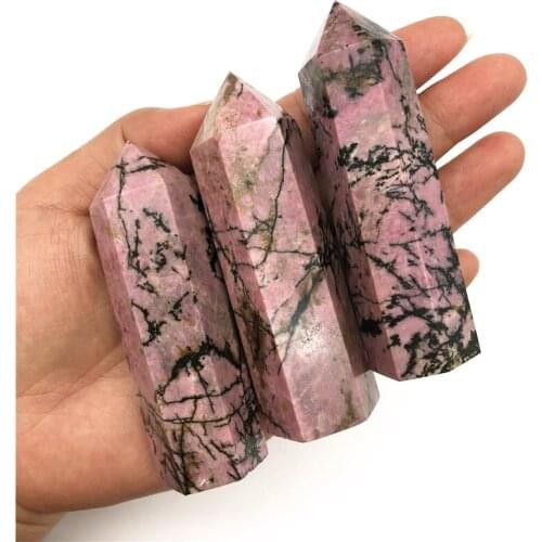 Beautiful1pc Natural Quartz Point Rhodonite Healing Obelisk Pink Stone Wand Rhodochrosite Pyramid crystal skull crystal skull