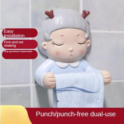 Creative cartoon little ladys toilet tissue box paper frame from punching shelf face towel paper hanging toilet paper holder