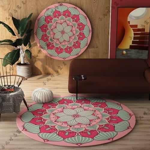 American round Carpet Living Room Ethnic Style Modern Retro Mandala Carpet Bedroom Swivel Chair Hanging Basket Yoga Mat