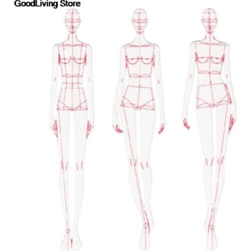 3pcs Design Ruler Fashion Ruler Fashion Line Drawing Human Dynamic Template for Cloth Rendering