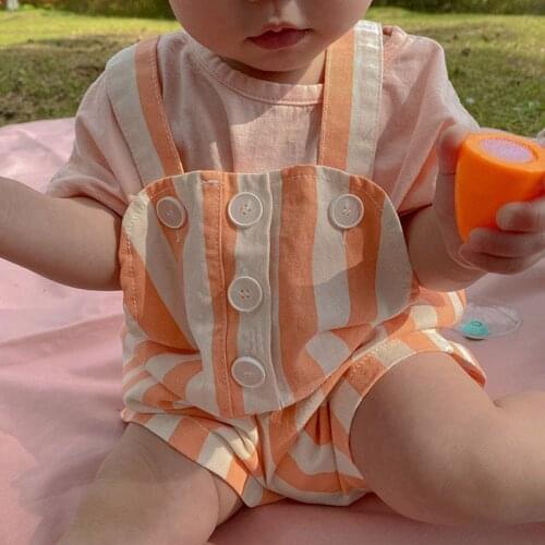 MILANCEL 2021 Summer Baby Clothes Solid Cotton Tops and Suspenders Romper for Sisters and Brothers Casual Infant 2Pcs Sets