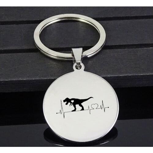 Fashion Keychain My Heart Beats For Dinosaurs High Polished Keychains Jewelry for Men and Women YP7371