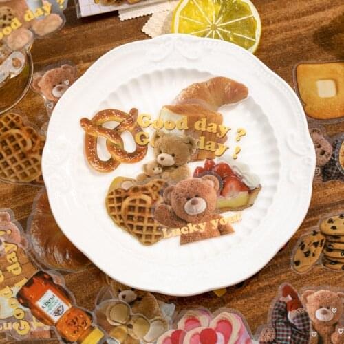 40pcs/ Pack Retro Little Bear Food Sticker Diary Planner Decoration Material Diy Album Mobile Stickers Kawaii Stationery