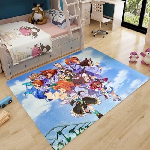 New Anime Horse Racing Girl Printed Pattern Soft Carpet Floor Mats Kids Play for Living Room Bathroom Non-slip Rugs Decor