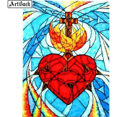 New 5d full square diamond painting heart-shaped mosaic color window flower crafts church decoration diamond embroidery