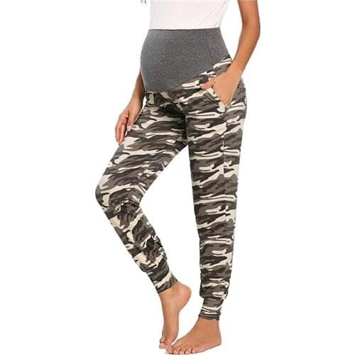 Maternity Clothes Pregnant Women Leopard Camouflage Casual Pants Stretchy Comfortable Lounge Pant Loose Pregnancy Trousers