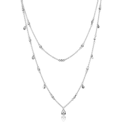 Double Layer Choker Necklace Original 925 Sterling Silver Chandelier Droplets Chain Necklaces for Women Fine Jewelry collar