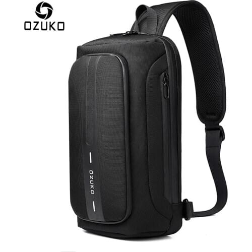 OZUKO Fashion Men Chest Bag Anti Theft Male Sling Messenger Bags Waterproof Male Outdoor Chest Pack Man USB Charge Crossbody Bag