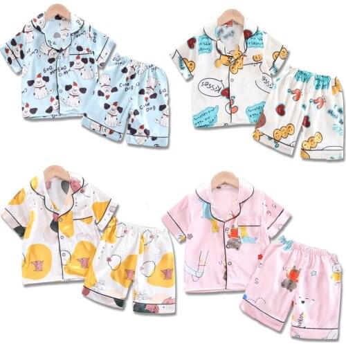 Summer Kids Girls Clothes Cute Pajamas for Children Clothing Sets Cartoon Short Sleeve Baby Sleepwear Suit Baby Boys Nightwear
