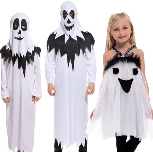 Halloween Purim Carnival Scary Costumes Kids Children White Ghost Costume Cosplay Robe For Boys Girls Christmas Gift