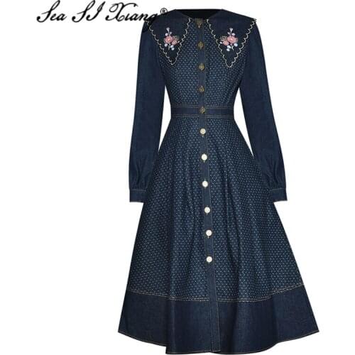 Модные джинсовые платья Seasixiang China At AliExpress