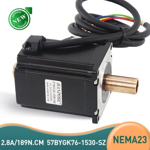 Nema23 stepper motor the axis fuselage 4.0A 2.0N.M 57BYGK76-1530-SZ Copper double shaft stepper motor for CNC worm wheel edging