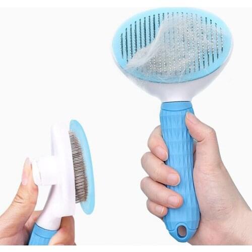 Dog Slicker Grooming Brush Comb Self Cleaning Button Cats Self Cleaning Hair Brush Slicker Removes Pet Hair Grooming Tool