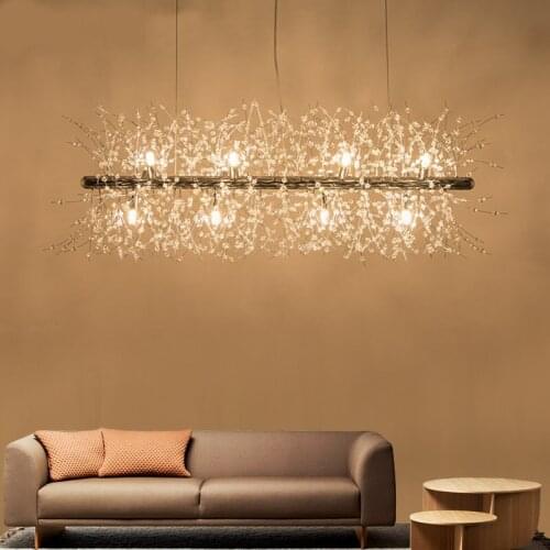 Nordic modern simple living room crystal restaurant pendant lights creative led art bar warm bedroom pendant lamp