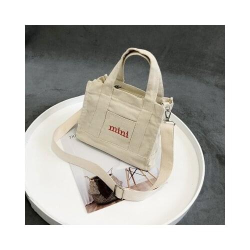 NEW Mini Cloth Shoulder Crossbody Bag Canvas Student Messenger Bags Girl Embroidery Handbags Cross Body Satchel Outside Pocket