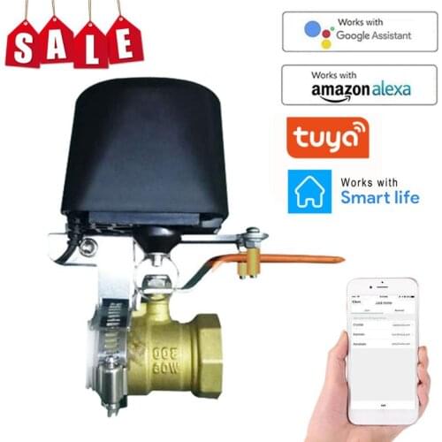 Tuya Wifi Smart Valve Controller For Water Gas Pipeline Auto Shut ON Off Compatible With Alexa Google Assistant SmartLife
