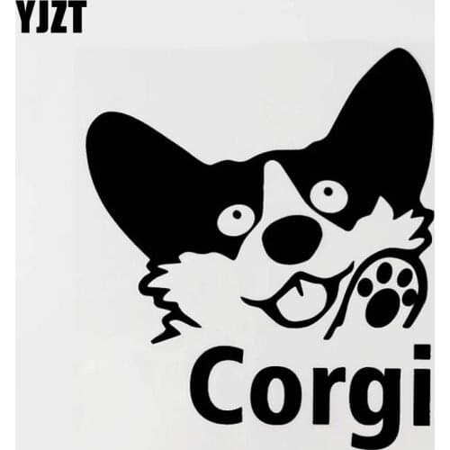 YJZT 15CM×16.9CM Cute Animal Corgi Dog Vinyl Car Window Sticker Decal Black/Silver 8C-0554