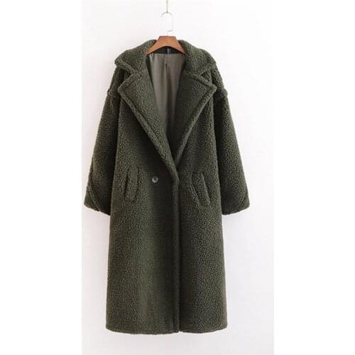 Autumn Winter New Fashion Women Faux Fur Coat Vintage Loose Thick Warm Long Jacket Ladies Lambswool Outerwear Streetwear H853