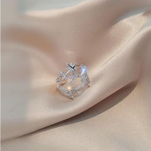 925 Silver Temperament Zircon Pearl Ring Design Simple Wind Index Finger Ring Tide Personality Adjustable For Women Fine Jewelry