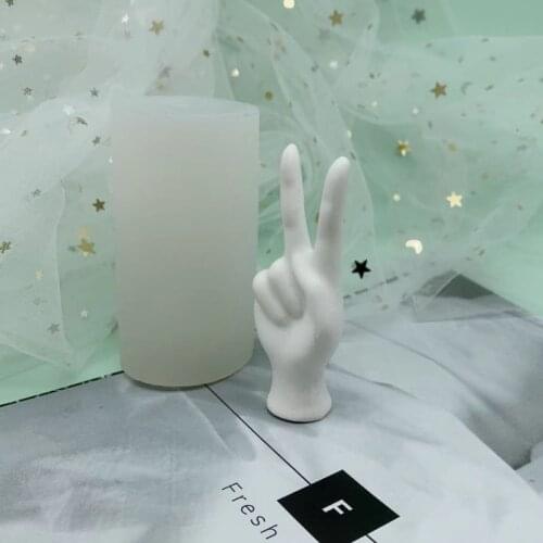 Victory Sign Candle Mold 3d V-shaped Finger Silicone mold DIY Plaster Mold Resin Mould Cake Decoration Mold Candle Making Kit