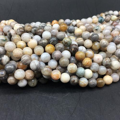1 Strand Natural Bamboo Agates Beads 4 6 8 10 12mm Round Spacer Ball Stone Strand Bracelet Pendant Fitting DIY Jewelry Making