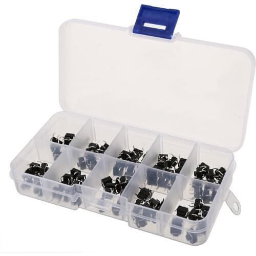 100pcs Micro Tactile Push Button Switch 4Pin Miniature Momentary Tact Switches 6x6x5mm with Heat Resistance