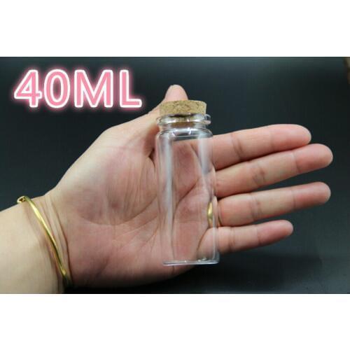 1000PCS 37*60mm 40ml Glass Canister With Cork Stopper Storage Bottles Jars Grains Tea Leaf Coffee Beans Candy Food Jars Bottles