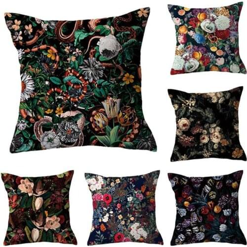 2pcs/set Black Floral Plush Pillowcase Rose Flower Plant Pattern Decorated Throw Cushion Cover Diablo Pillow Case Home Textile